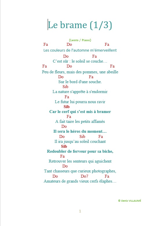 la chanson :Le Brame