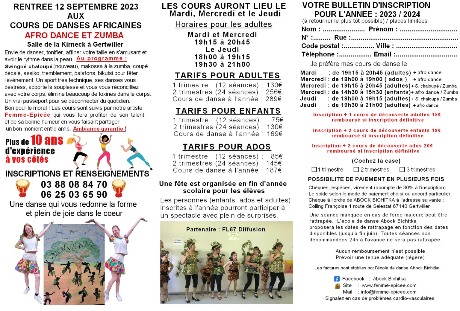 Cours de danse 2023 à l'année