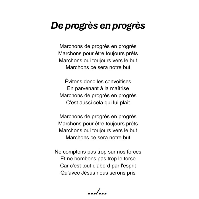 De progrès en progrès